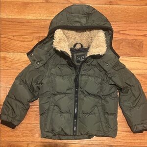 S13 Kids Green Puffer Coat with Hood